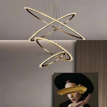 Quartz Crystal Chandelier Modern Suspended Hanging Light 4 Rings - Camilalamps - CAM - QUA - 01