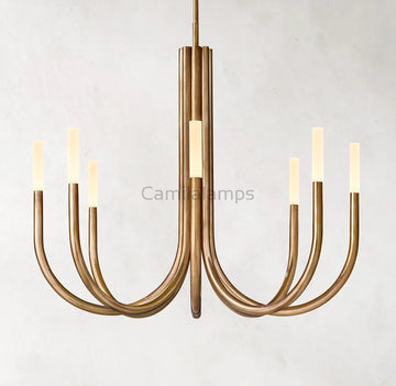 Roussel Modern Alabaster Chandelier 38'' - Camilalamps - Rouss - 1941 - Lacqu - 1