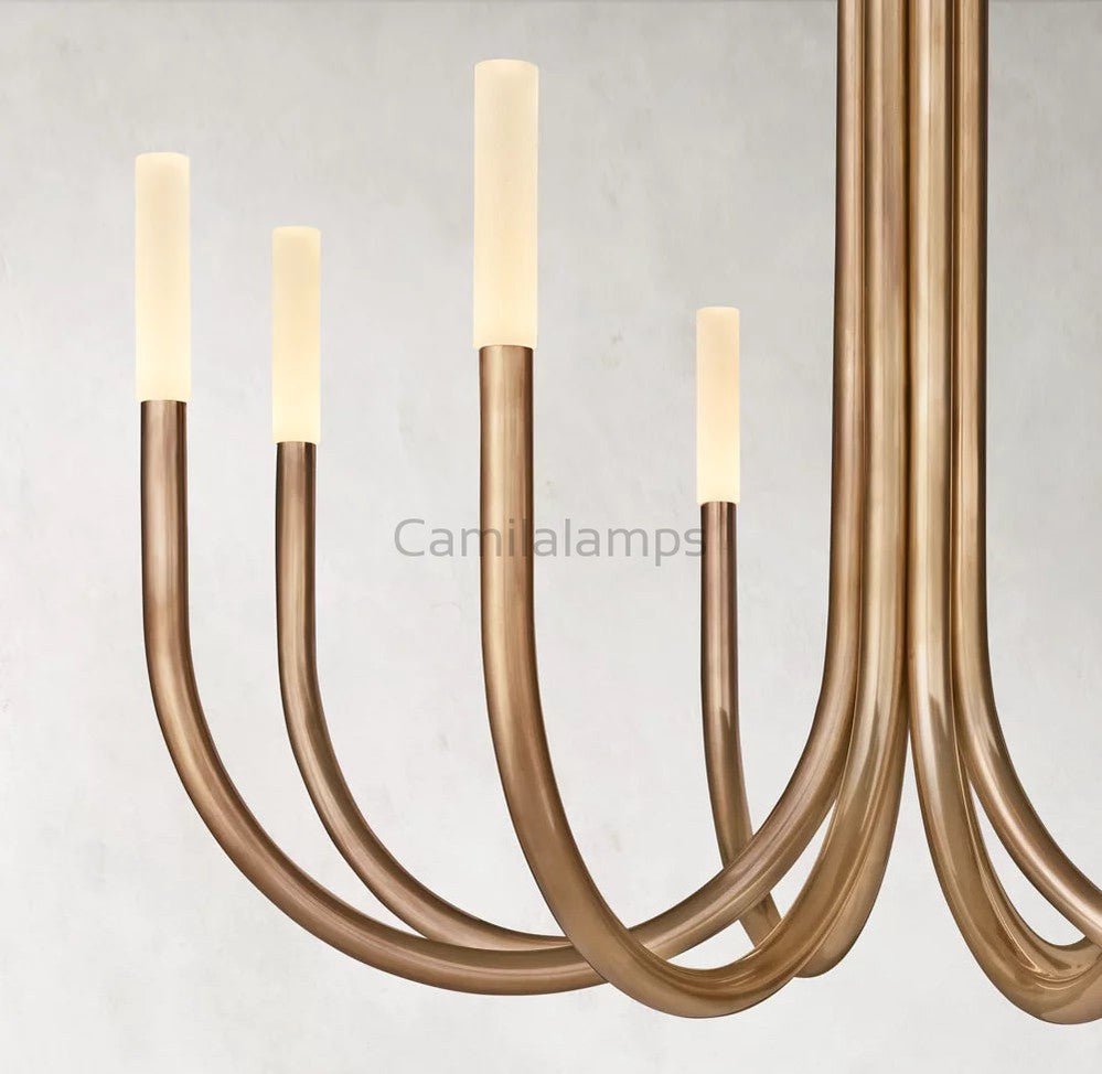 Roussel Modern Alabaster Chandelier 38'' - Camilalamps - Rouss - 1941 - Satin - 3