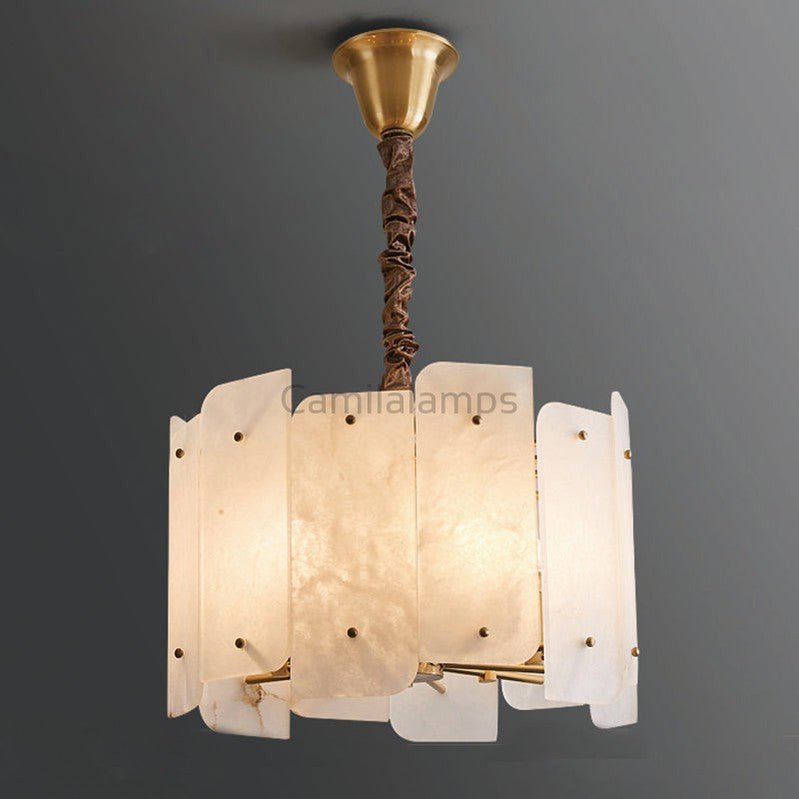Alabaster Lorry Round Chandelier 20" 31" - Camilalamps - Alaba - 1297 - D20" - 1