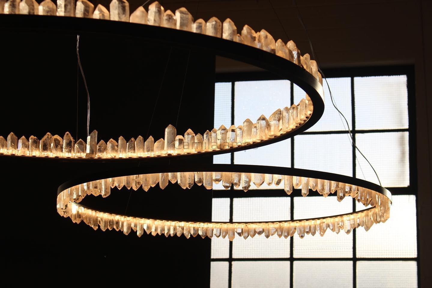 Clear Quartz Crystal Round Modern Chandelier - Camilalamps - CAM - QUA - 03