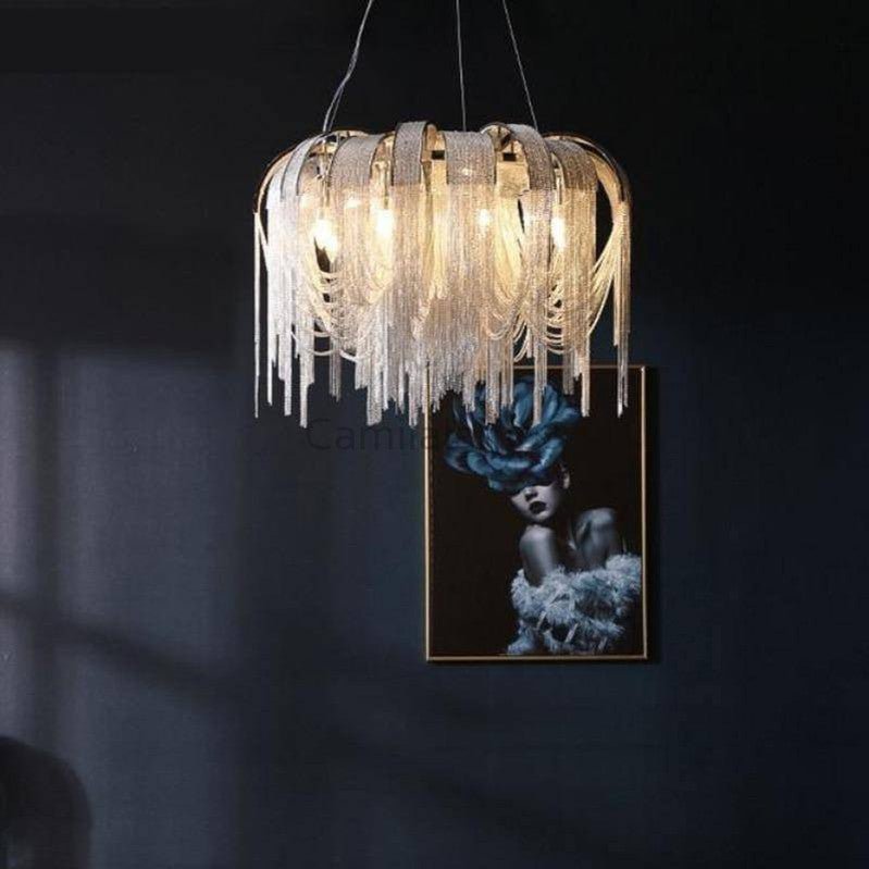 Cadena Aluminum Chain Tassel Chandelier - Camilalamps - 1138 - 1