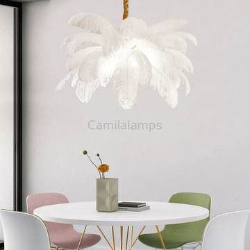 Art Deco Colorized Feather Brass Branch Chandelier - Camilalamps - ILM0505