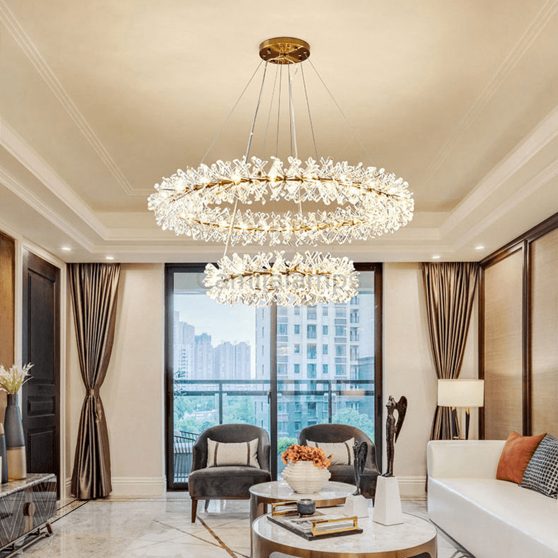 Postmodern Two - Tier Ring Crystal Chandelier - Camilalamps - ILM0636