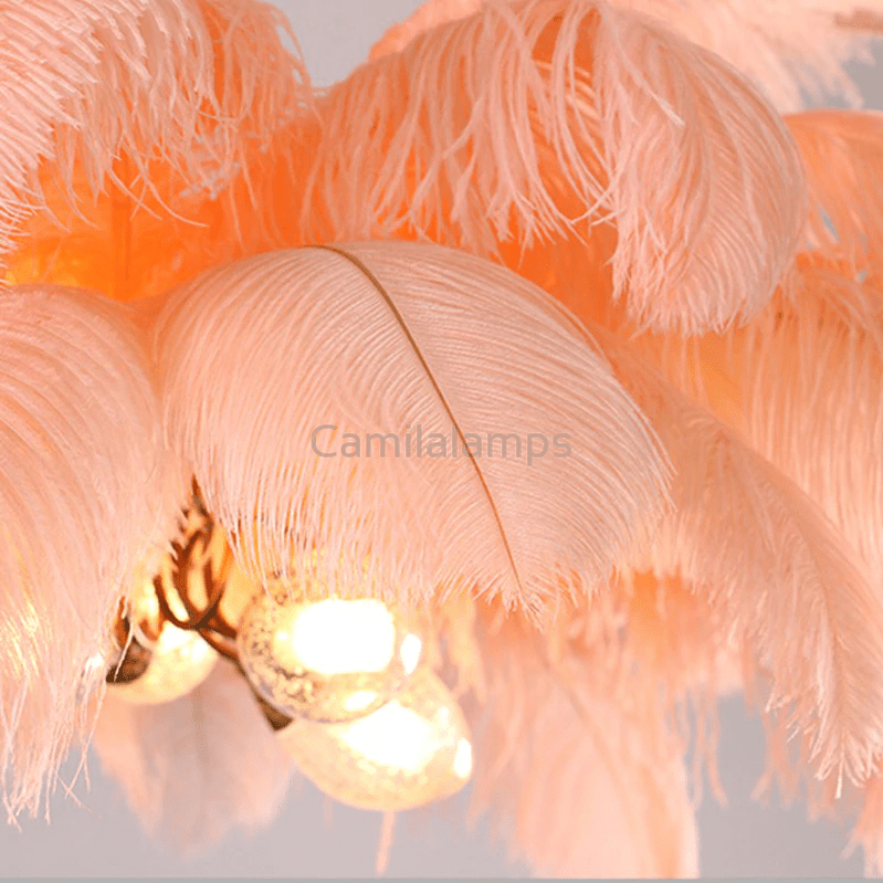 Art Deco Colorized Feather Brass Branch Chandelier - Camilalamps - ILM0504