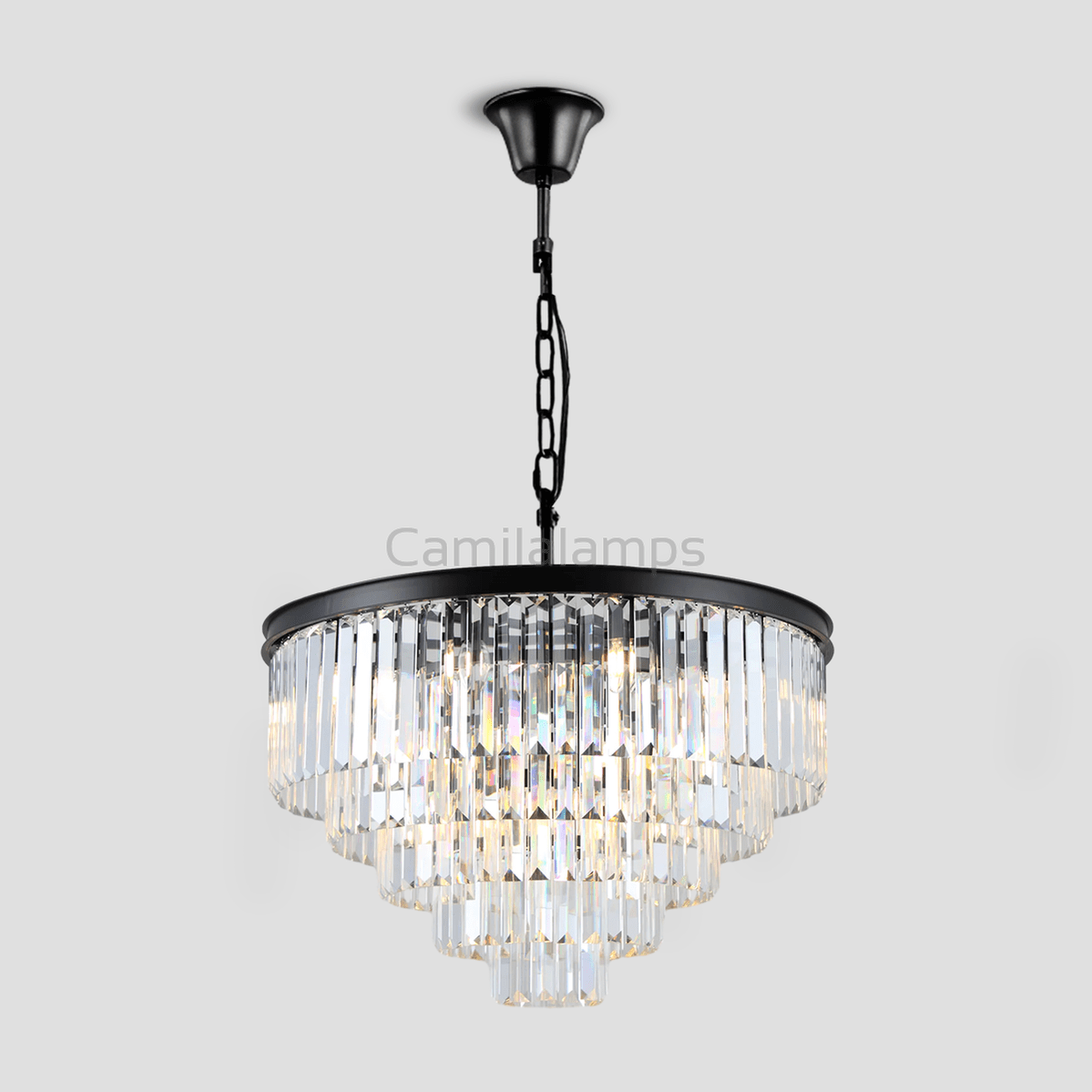 Falria Multi - Tier Clear/Smoke Crystal Round Chandelier - Camilalamps - CA - LI2024 - C5695
