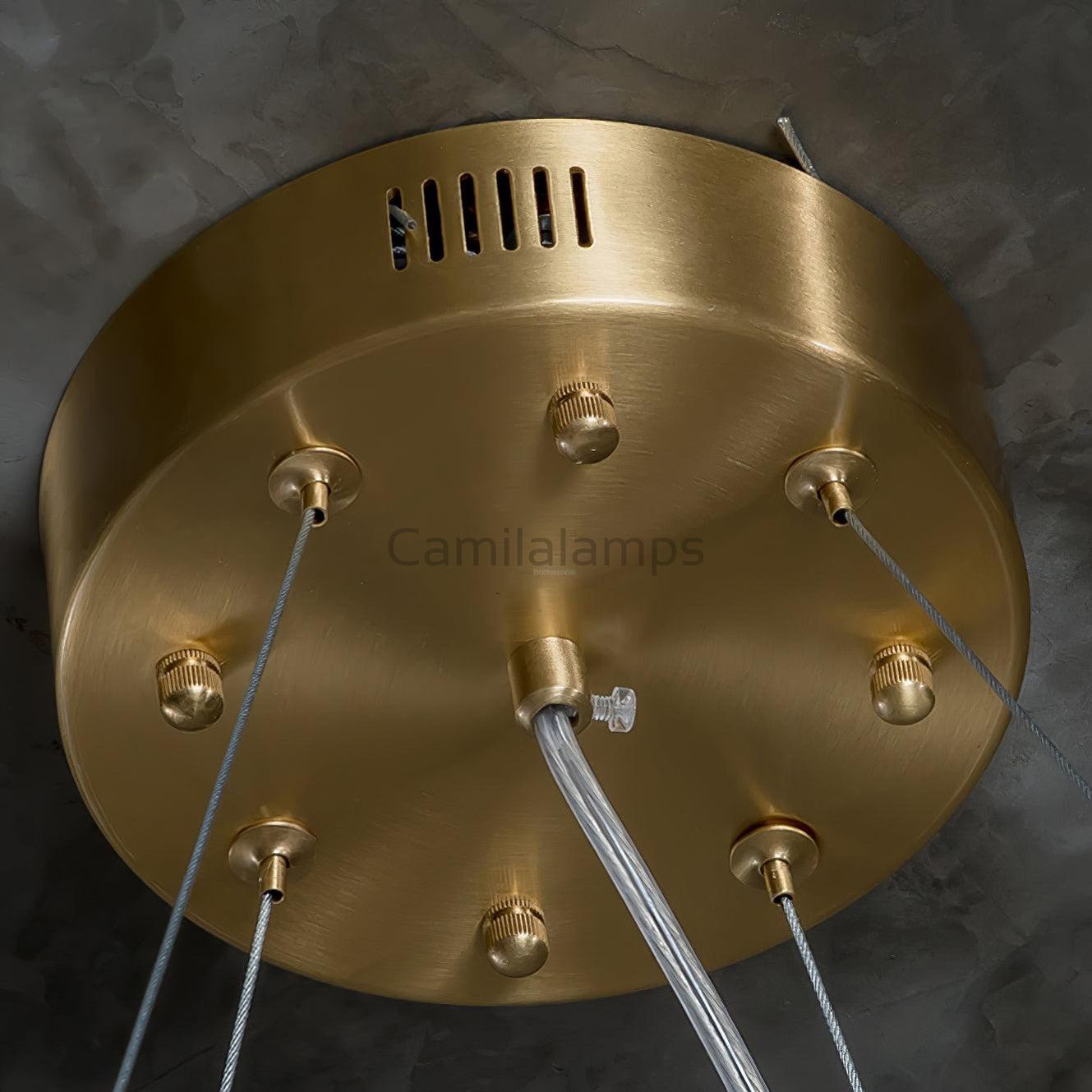 Rock Alabaster Chandelier D23.6" D31.4'' - Camilalamps - Rock - 1867 - ? 23. - Brass - 1