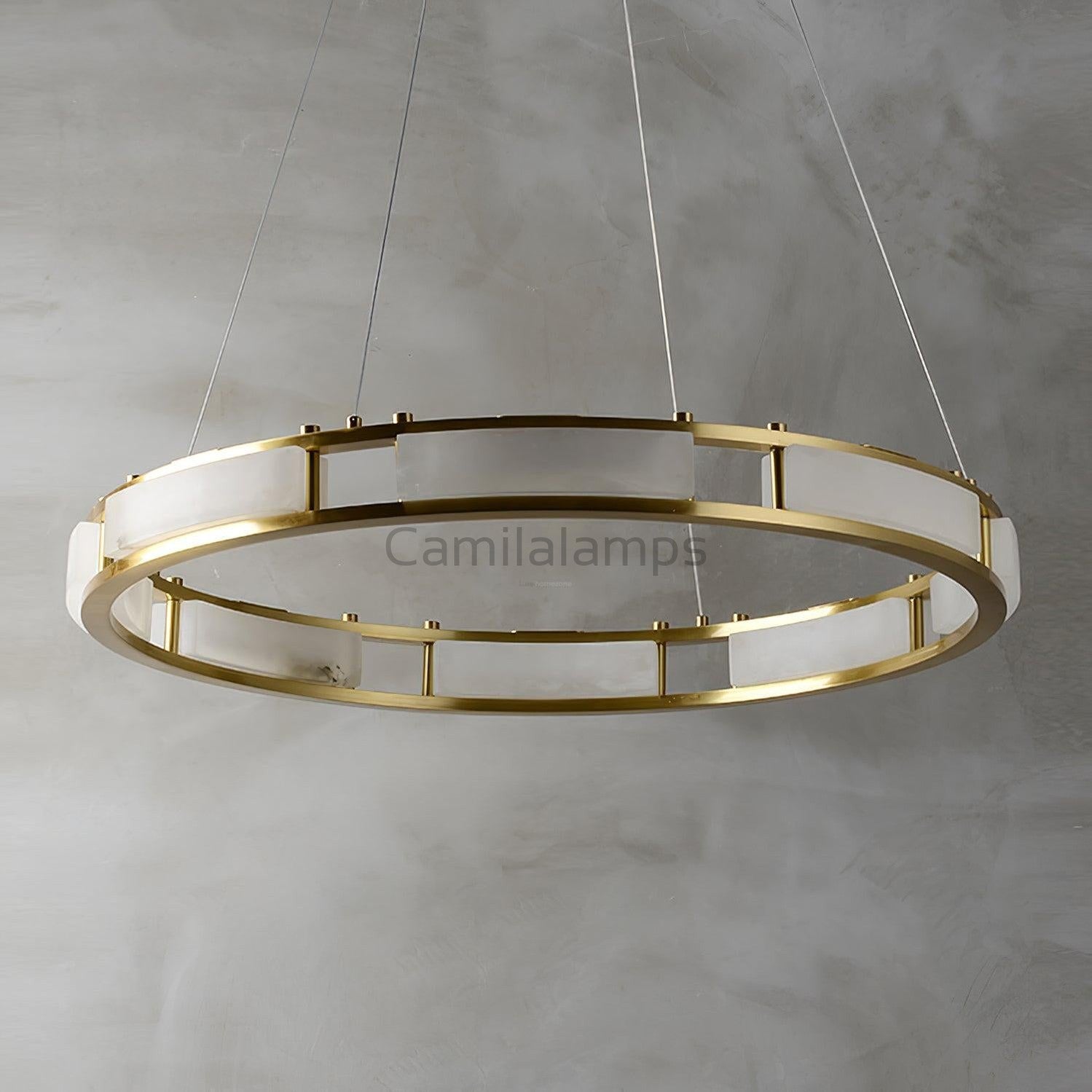 Qatar Alabaster Round Chandelier - Camilalamps - Qatar - 1418 - ? 31. - Brass - Warm - 5