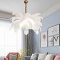 Art Deco Colorized Feather Brass Branch Chandelier - Camilalamps - ILM0503