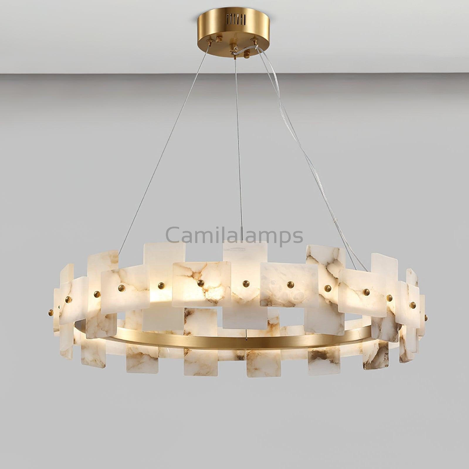 Alabaster Halo Chandelier 23.6''31.5'' - Camilalamps - Alaba - 1860 - Model - Brass - 3