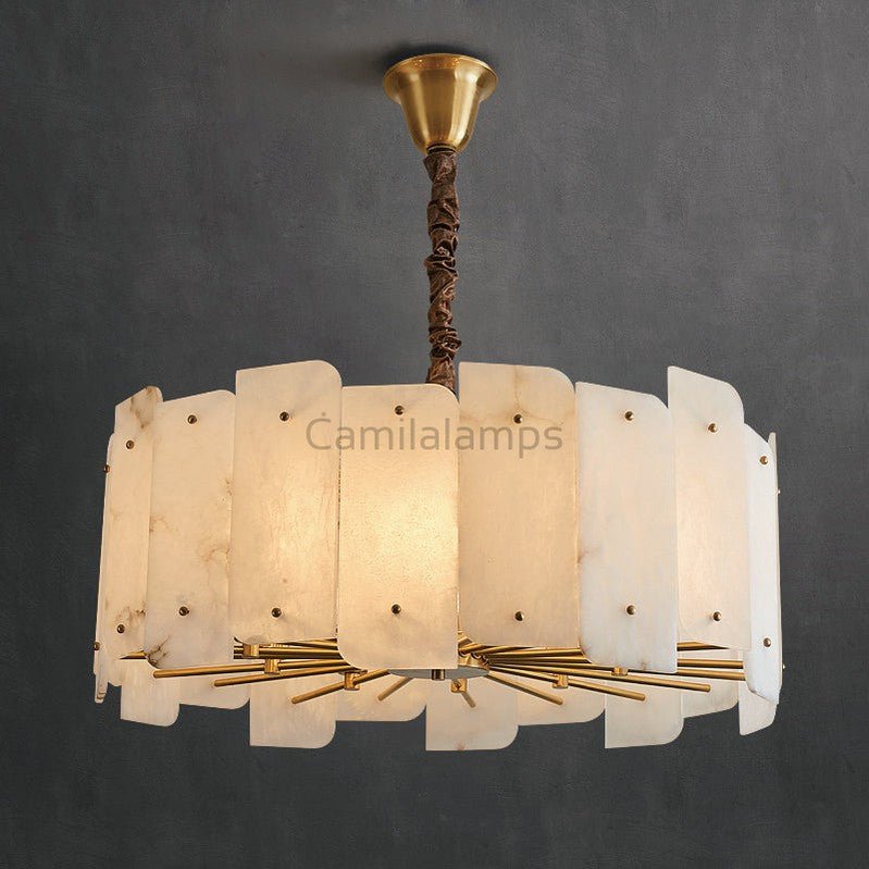 Alabaster Lorry Round Chandelier 20" 31" - Camilalamps - Alaba - 1297 - D20" - 1
