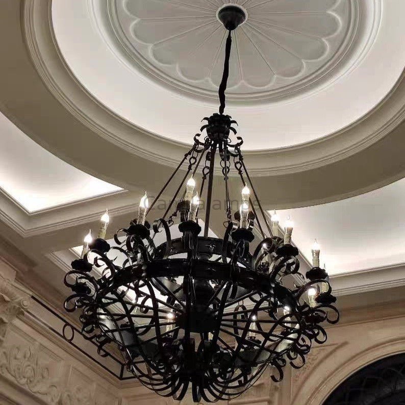 Vintage Iron Simple Candle Art Chandelier for Living Room / Villa / Stairs - Camilalamps - CA - X - 063