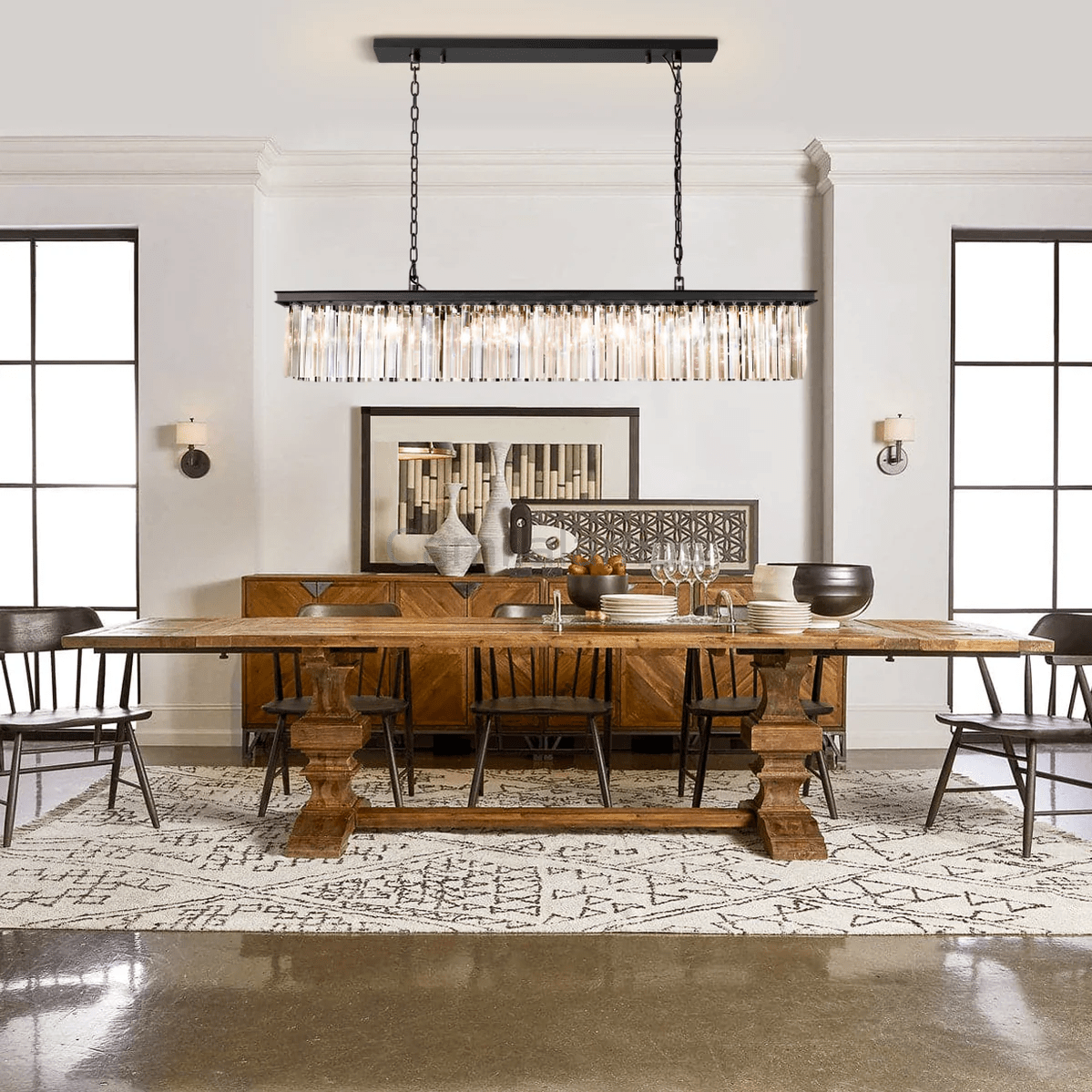 1920s Odaon Art Deco Rectangular Chandelier 40''49"59''72'' - Camilalamps - CA - AR2023 - R0447