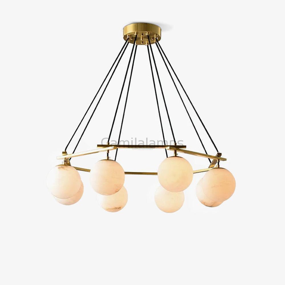 Miira Alabaster Chandelier with 3/6/8 heads - Camilalamps - Miira - 1606 - 3 hea - Brass - 1