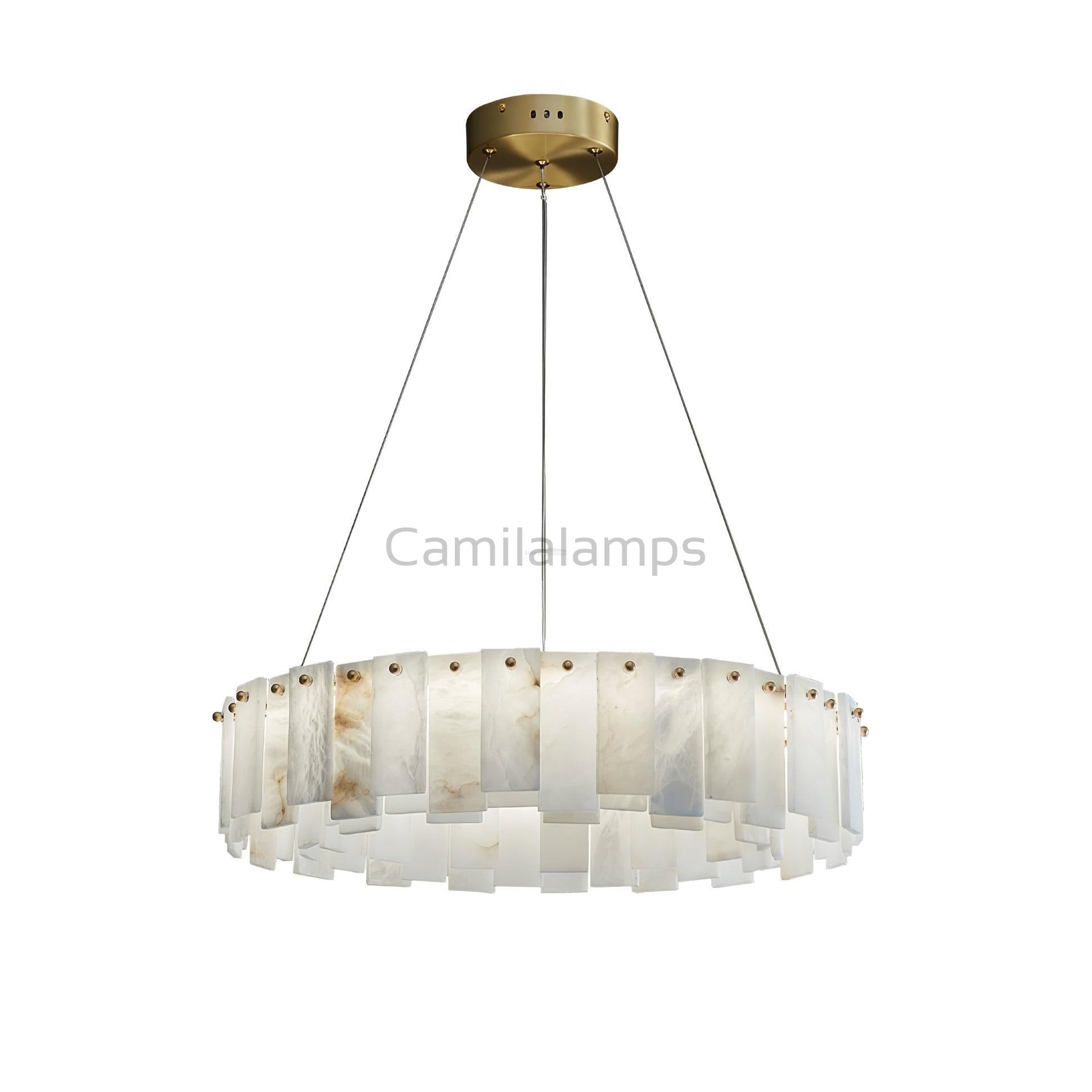 Celestial Alabaster Round/Square Chandelier - Camilalamps - Celes - 1724 - Long - Brass - Three - 7