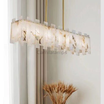 Charlene Marble Brass Linear Chandelier - Camilalamps - char - 134