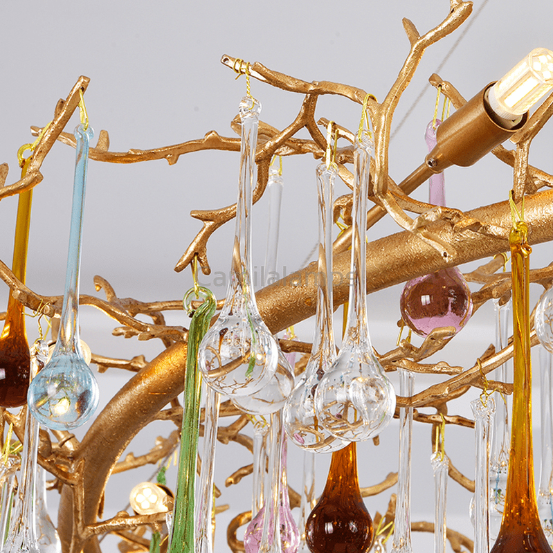 Avis Colorful Crystal Linear Branch Chandelier For Living Room - Camilalamps - ILM0563