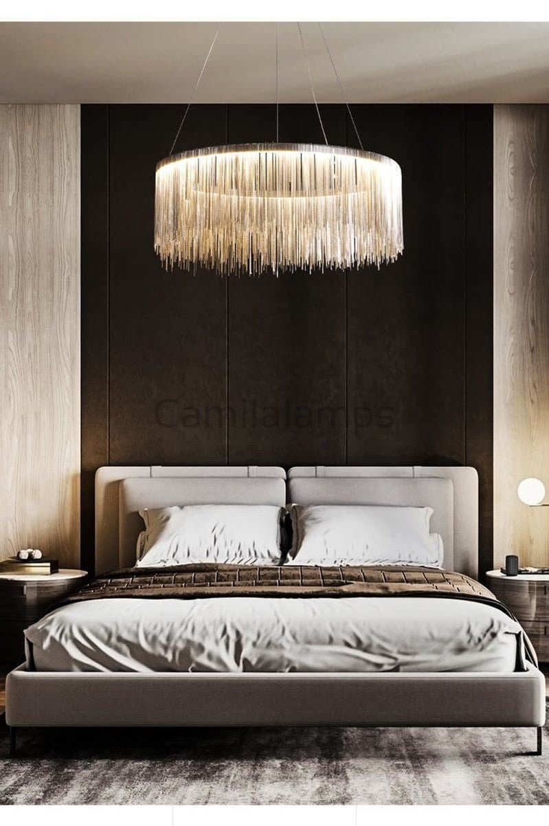 Valeria Aluminum Luxury Round Chain Tassel Chandelier - Camilalamps - CAM - VA - 04