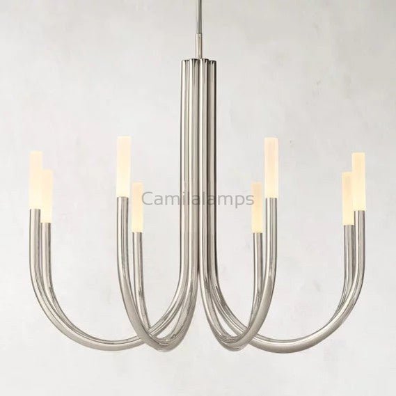 Roussel Modern Alabaster Chandelier 38'' - Camilalamps - Rouss - 1941 - Satin - 3