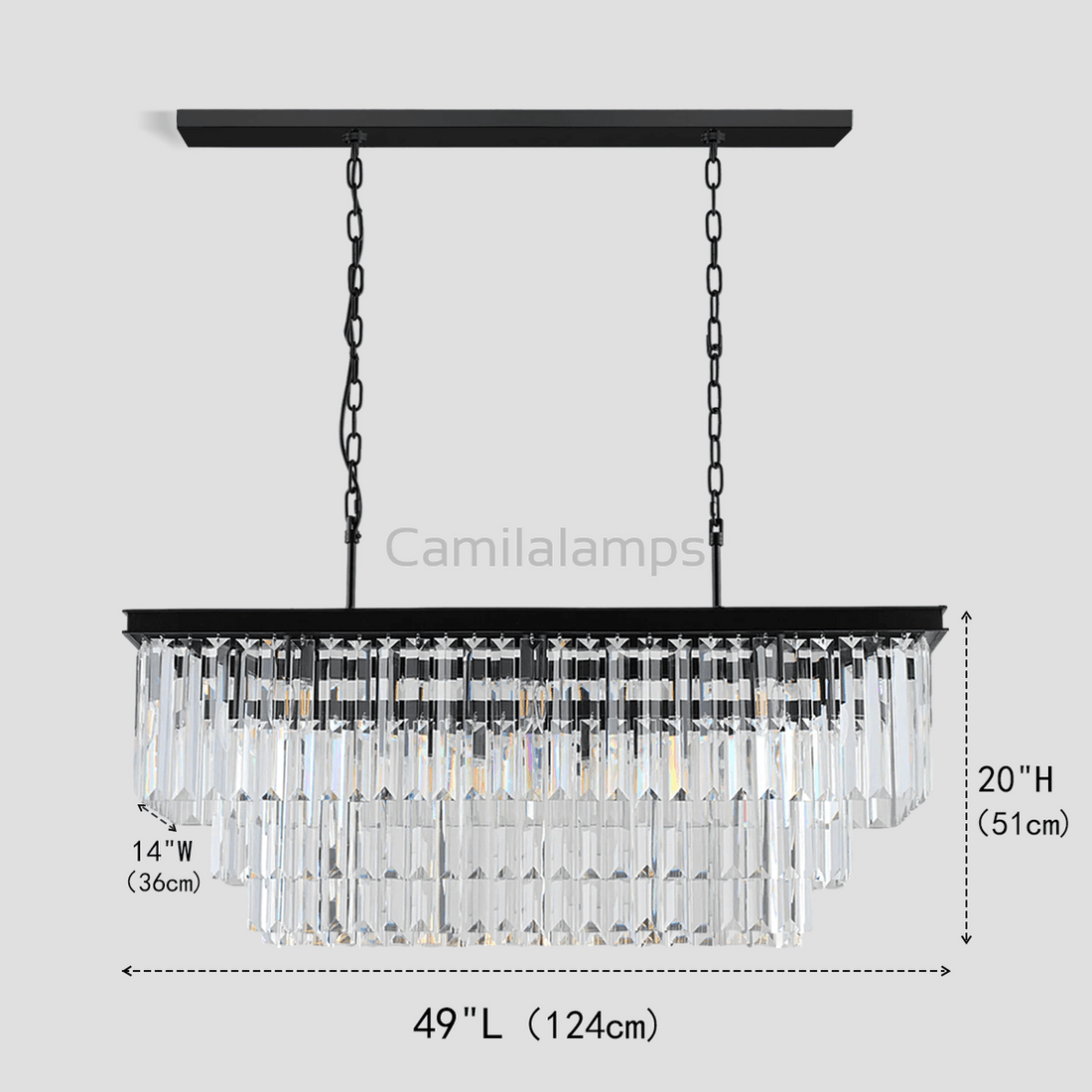 Falria 3 - Tier Crystal Rectangular Chandelier - Camilalamps - CA - LI2024 - C5705