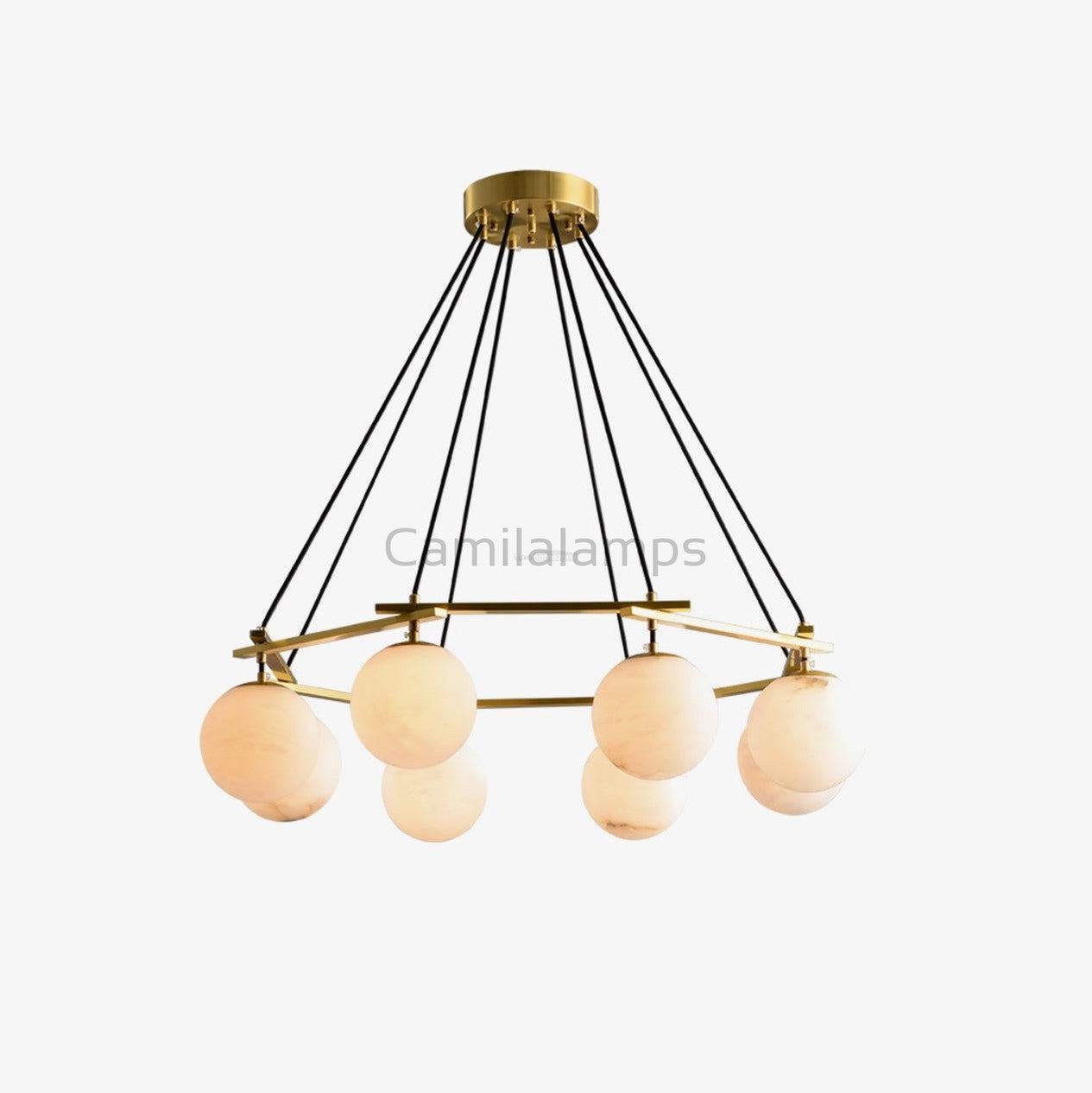 Miira Alabaster Chandelier with 3/6/8 heads - Camilalamps - Miira - 1606 - 3 hea - Brass - 1