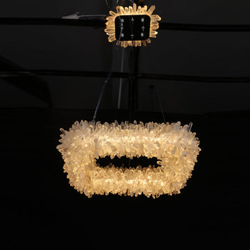 Square Modern Quartz Crystal Chandelier 24“