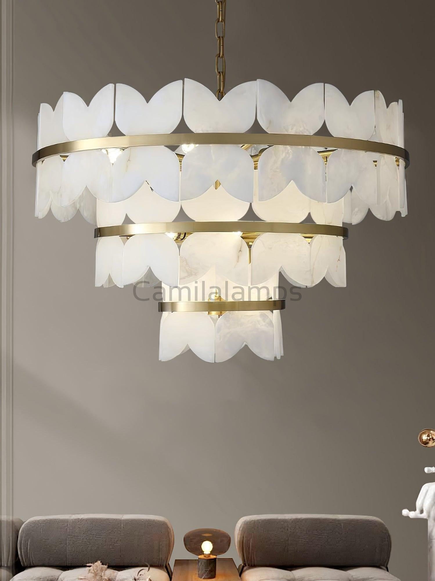 Alabaster Cloudscape Chandelier with 1/2 layer - Camilalamps - Alaba - 1709 - 3 lay - 7