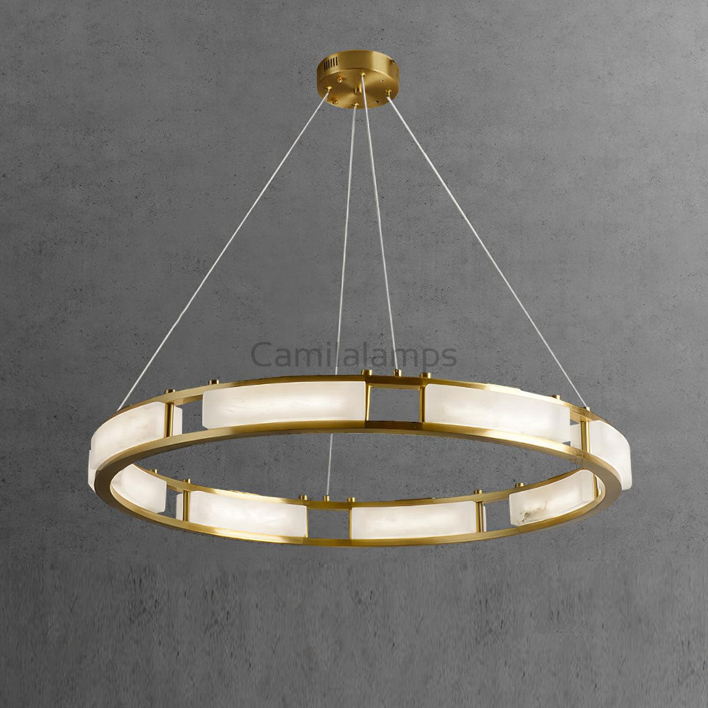 Qatar Alabaster Round Chandelier - Camilalamps - Qatar - 1418 - ? 31. - Brass - Warm - 5