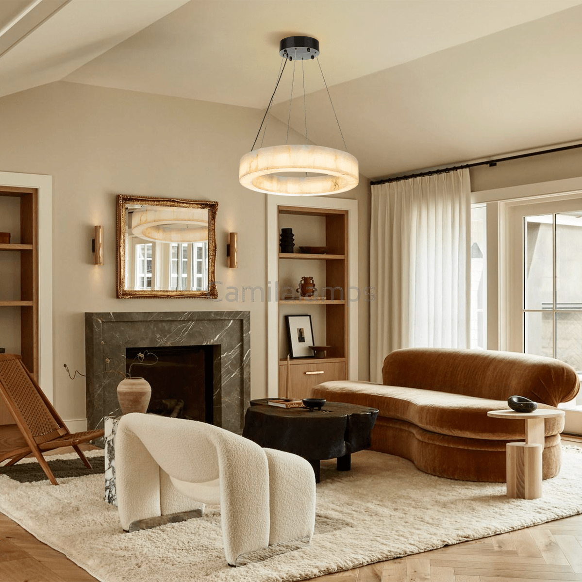 Alabaster Halo Ring Chandelier - Camilalamps - CA - LI2024 - C5556