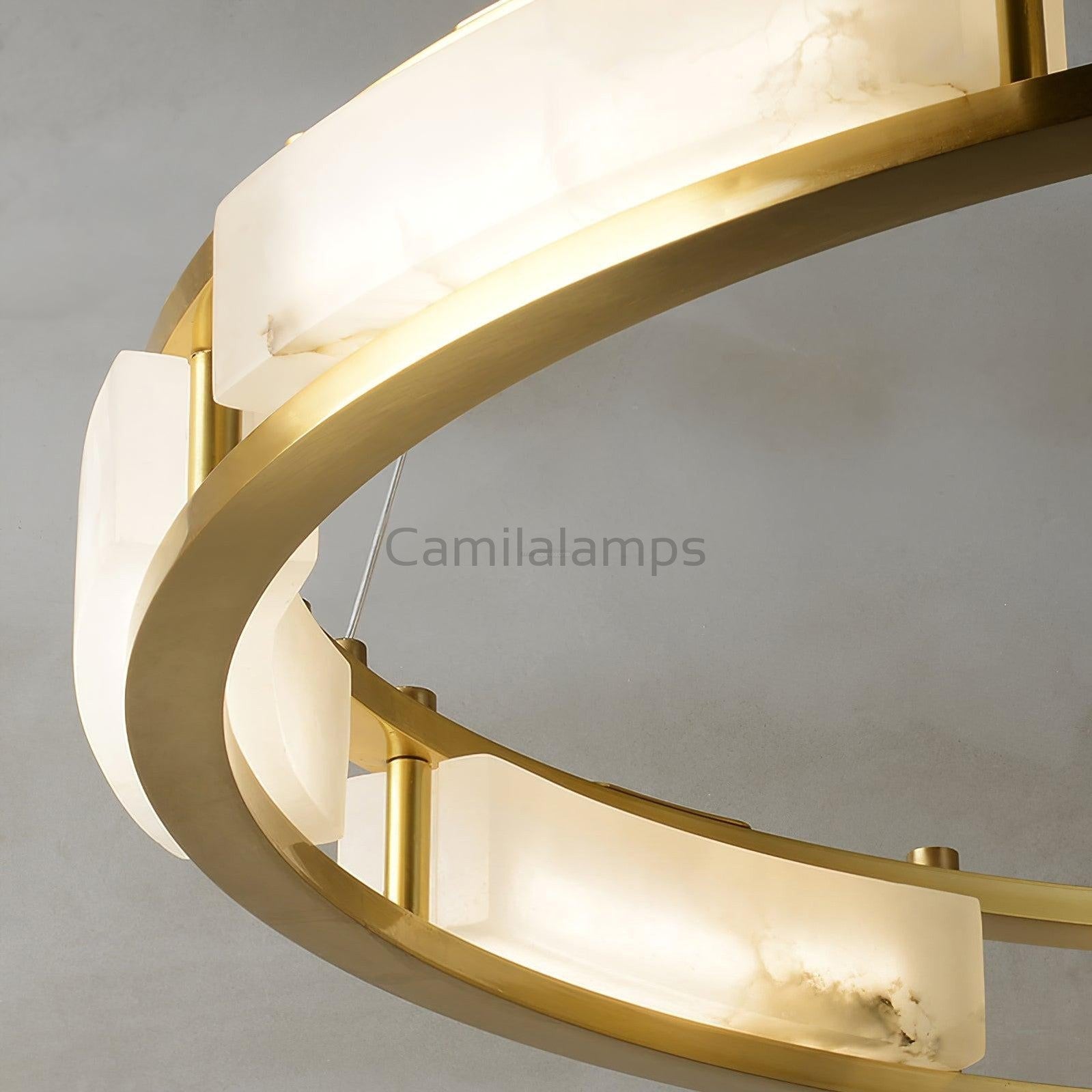 Qatar Alabaster Round Chandelier - Camilalamps - Qatar - 1418 - ? 31. - Brass - Warm - 5