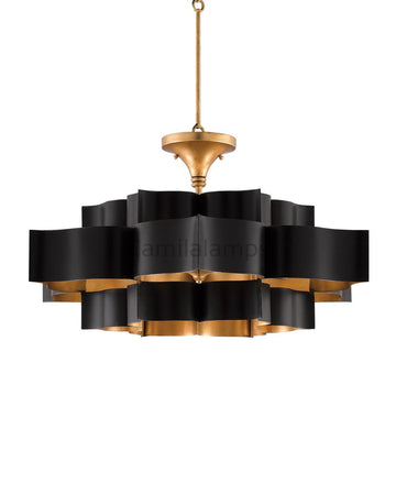 Grand Lotus Large Black Chandelier