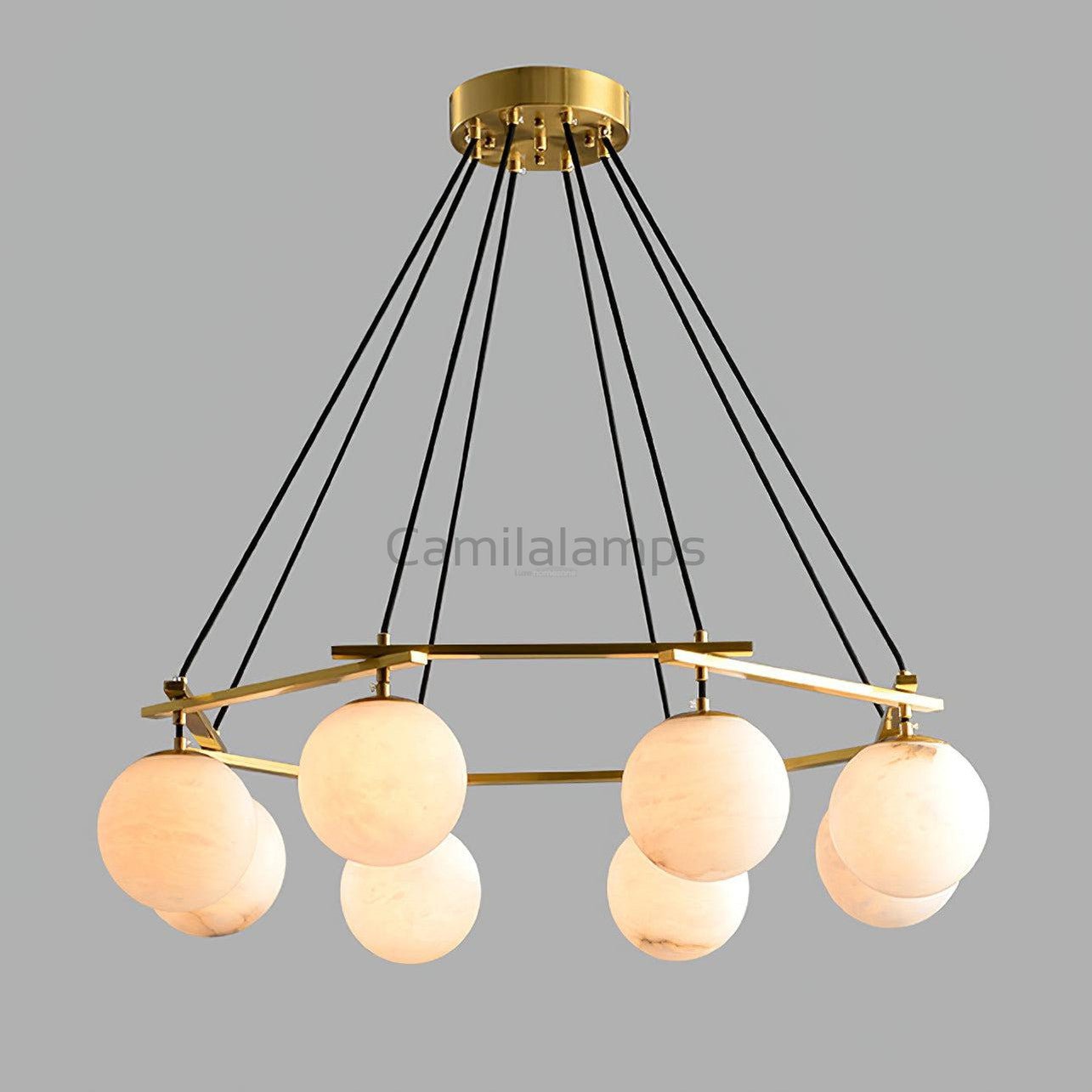 Miira Alabaster Chandelier with 3/6/8 heads - Camilalamps - Miira - 1606 - 3 hea - Brass - 1