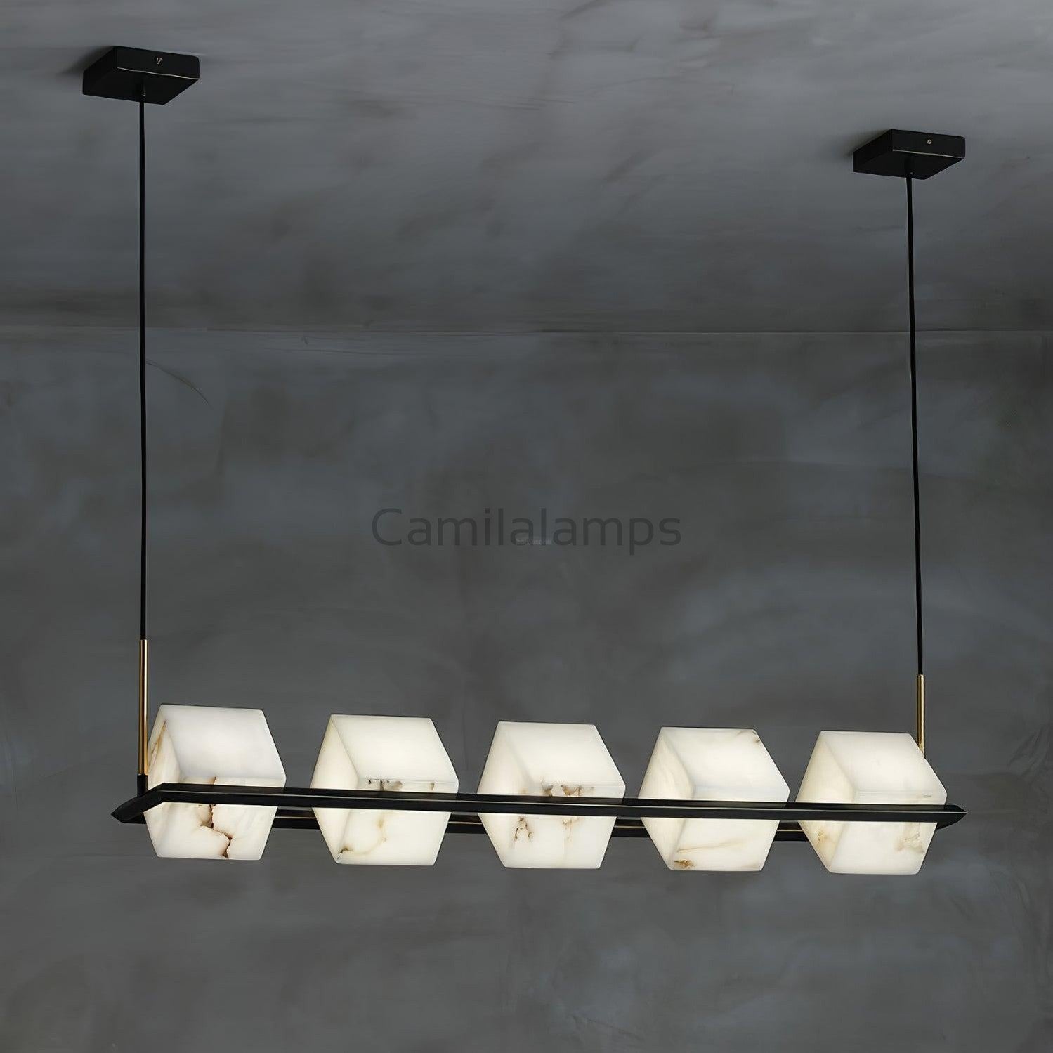 Alabaster Square Box Chandelier with 4/5/6/8/9 heads - Camilalamps - Alaba - 1635 - 9 Hea - Brass - 5
