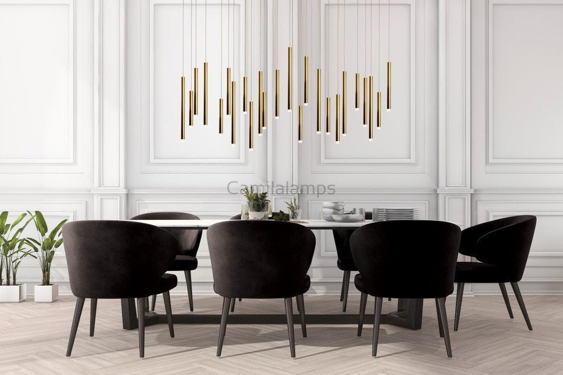 Bellini Rectangular Tri - Tone Tubular Pendant Light Chandelier - Camilalamps - BL32 - 1