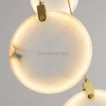 Queenie marble disc Long Round chandelier For Loft - Camilalamps - QUENNIE - 5