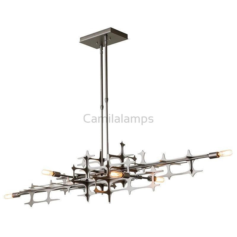 Linear Pendant Light Fixture In Stainless Steel - Camilalamps - ILM0627