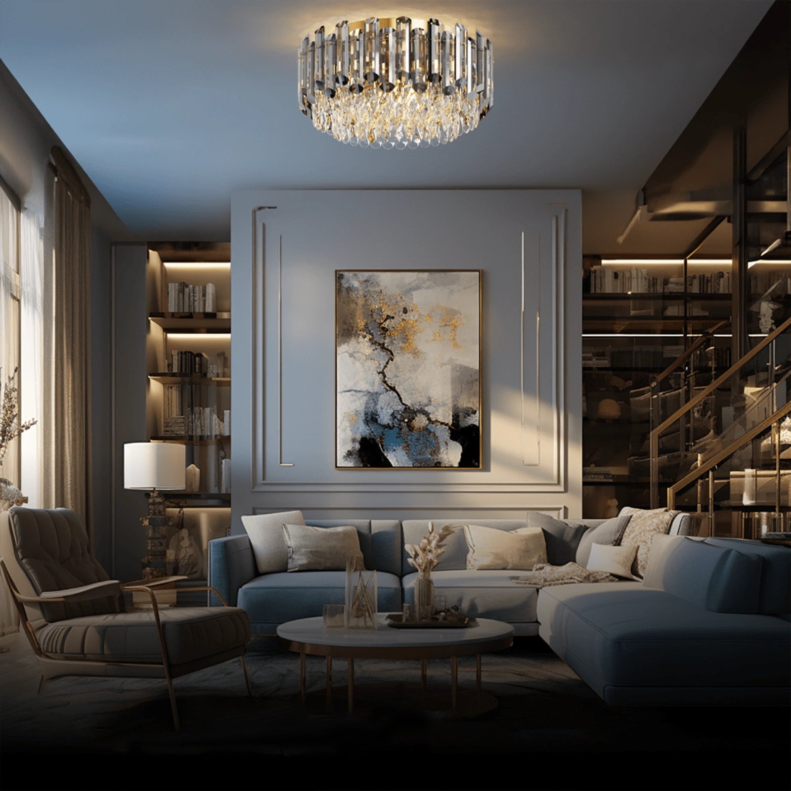 Arina Luxury Round Crystal Chandelier 31" - Camilalamps - MM - 1