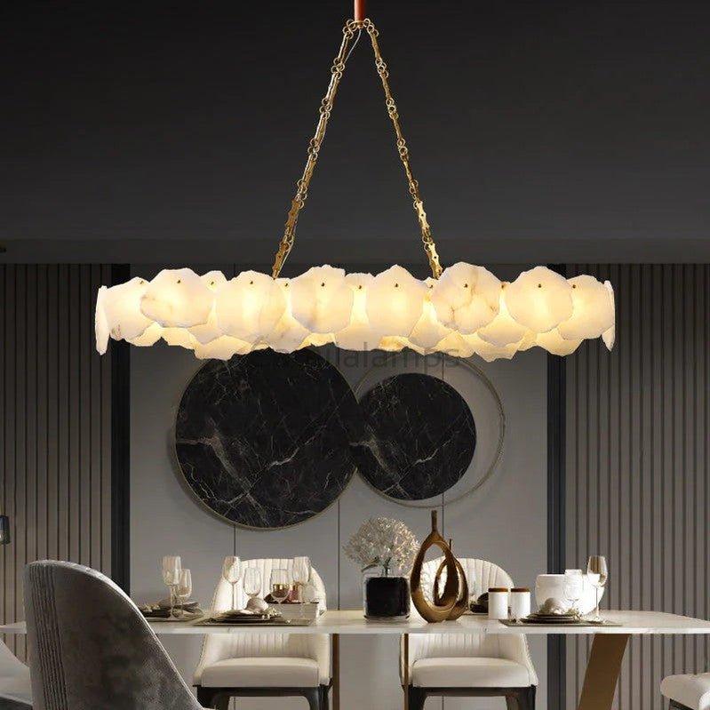 Darcy Alabaster Snowflake Linear Chandelier With Chain - Camilalamps - CAM - 2260