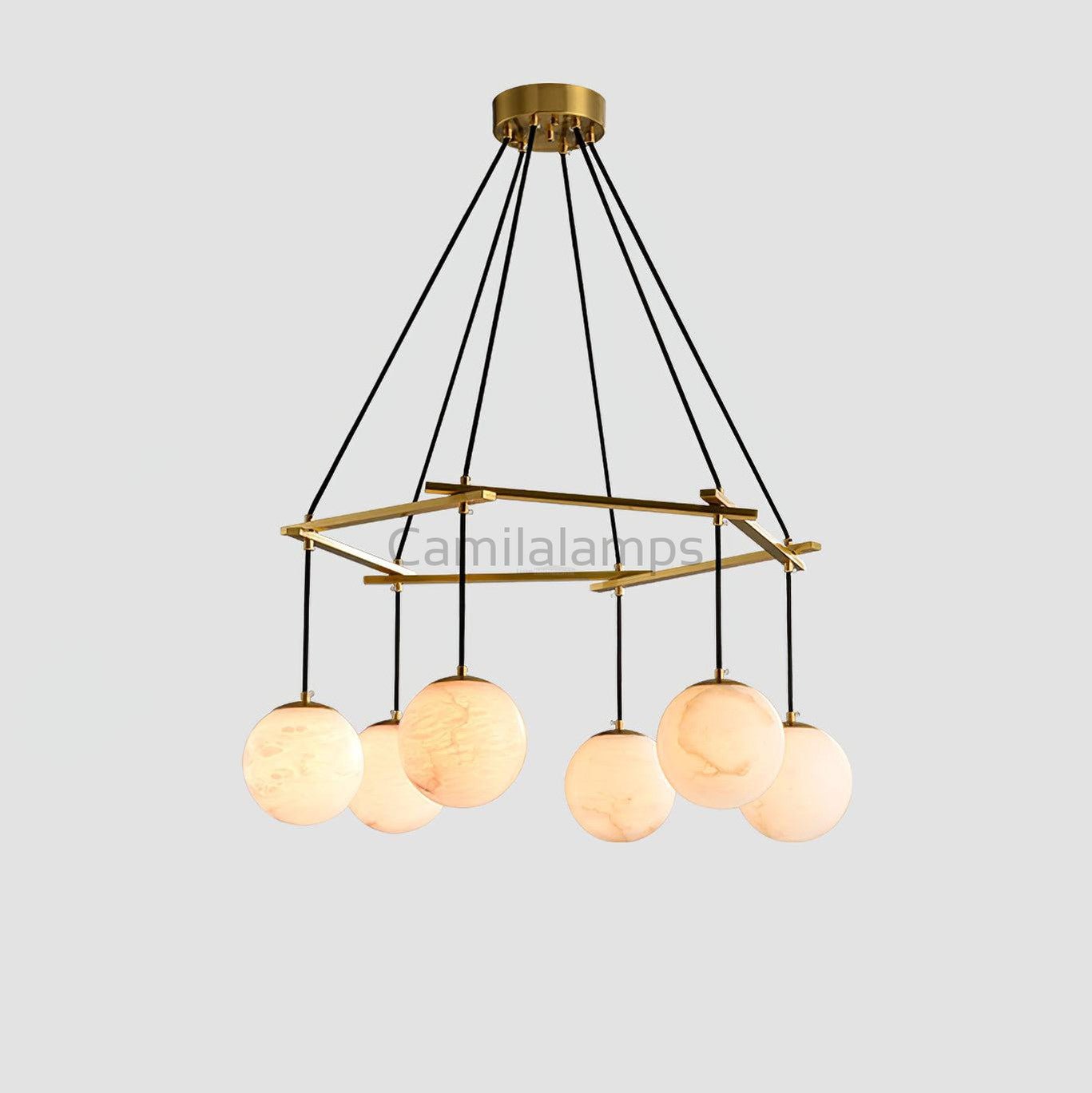 Miira Alabaster Chandelier with 3/6/8 heads - Camilalamps - Miira - 1606 - 6 hea - Brass - 2