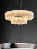 Celestial Alabaster Round/Square Chandelier - Camilalamps - Celes - 1724 - Long - Brass - Three - 7