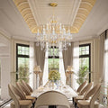 Large Gold Crystal Chandelier Light Fixtures - 24 Lights Modern Crystal Chandeliers for Hotel, Lobby, Foyer, Entryway Hall, Staircase High Ceiling Chandelier 2 Layers - Camilalamps - B0F93R7H6W