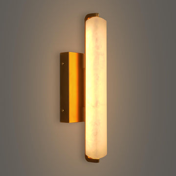 Natural Alabaster Wall Sconces, 25" Black Hand Carved Spanish Alabaster Wall Sconce, Indoor Modern Black Sconce, Rectangle Marble Sconces for Living Room Bedroom Bathroom Stairs Hallway