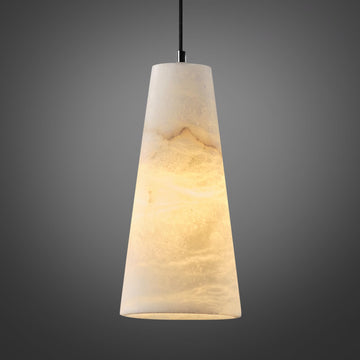 Alabaster Pendant Lights Kitchen Island 2 Pack, H-10in White Pendant Light Fixtures, Marble Conical Shade Black, Light Pendant for Bedroom Bathroom Dining Room Living Room (Dimmable Bulbs INCL)