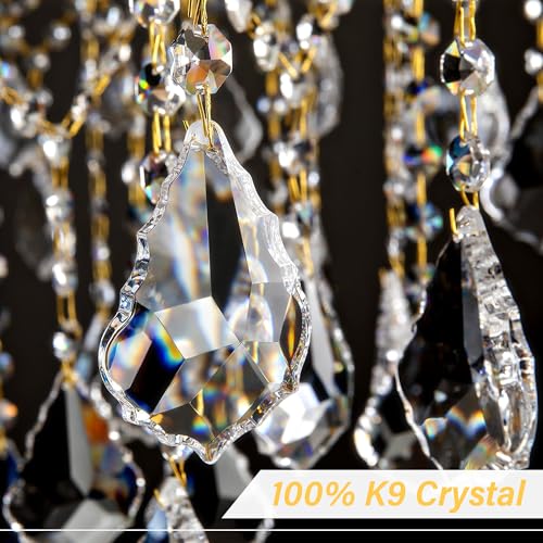 Large Gold Crystal Chandelier Light Fixtures - 24 Lights Modern Crystal Chandeliers for Hotel, Lobby, Foyer, Entryway Hall, Staircase High Ceiling Chandelier 2 Layers - Camilalamps - B0F93R7H6W