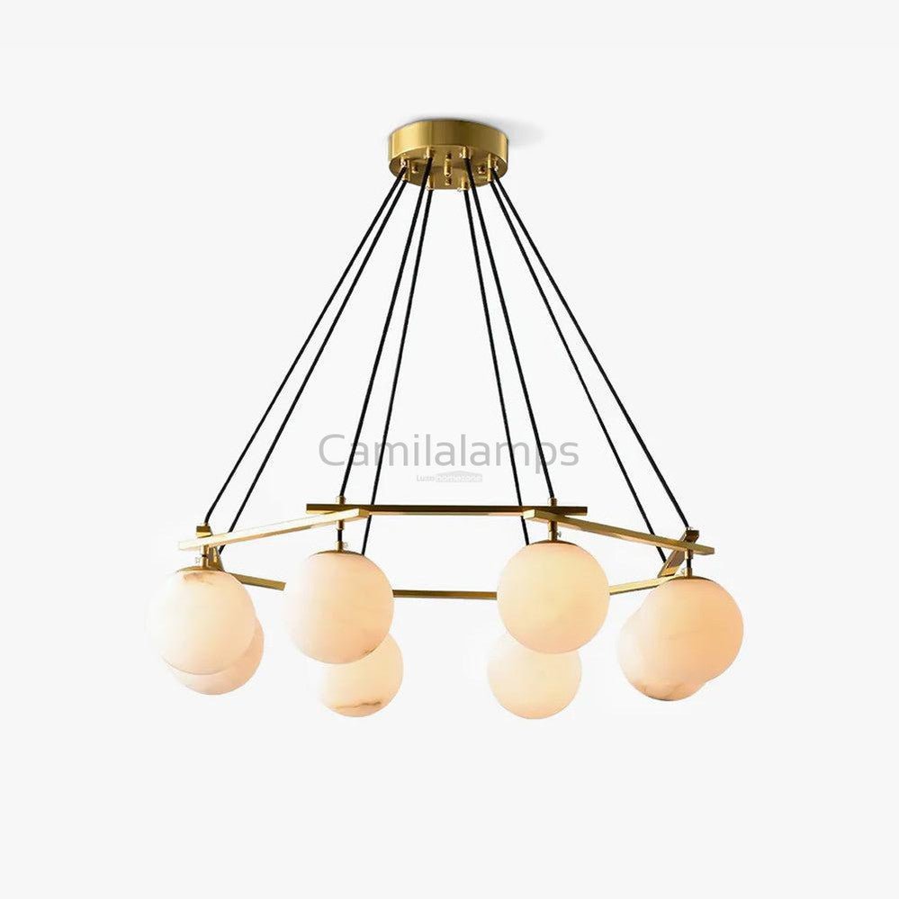 Miira Alabaster Chandelier with 3/6/8 heads - Camilalamps - Miira - 1606 - 3 hea - Brass - 1
