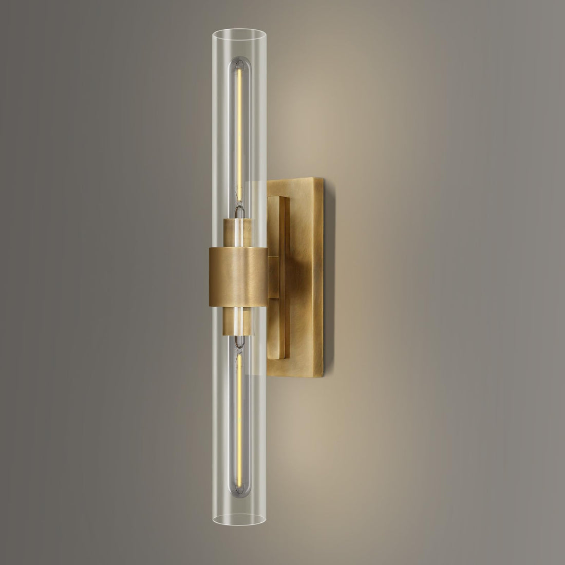 Brass Wall Sconces Set of Two, 22.8'' Gold Bathroom Sconces Wall Decor with Clear Glass Shade, Indoor Vanity Wall Lights for Bathroom Living Room Bedroom Hallway Fireplace Staircase - Camilalamps - B0BFWKYKSP