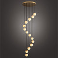 Black Alabaster Chandelier,14 - Lights Staircase Chandelier for Entryway, Modern Marble Hanging Light Fixture, Hight Ceiling, Foyer, Living Room, Staircase, Entry - Camilalamps - B0DSZZ11GM