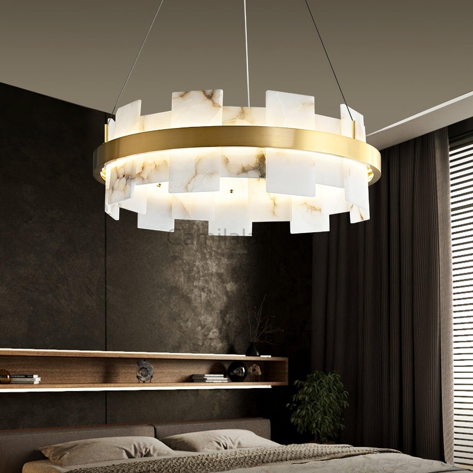 Alabaster Halo Chandelier 23.6''31.5'' - Camilalamps - Alaba - 1860 - Model - Brass - 3