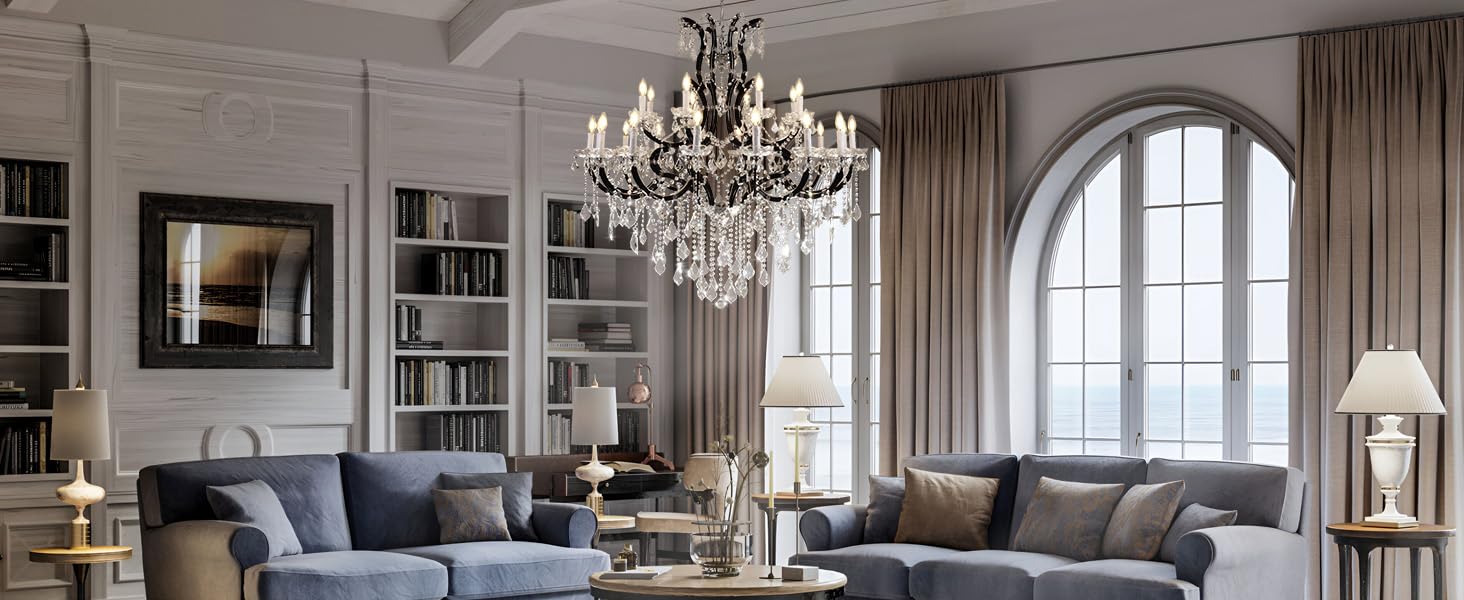 Large Gold Crystal Chandelier Light Fixtures - 24 Lights Modern Crystal Chandeliers for Hotel, Lobby, Foyer, Entryway Hall, Staircase High Ceiling Chandelier 2 Layers - Camilalamps - B0F93R7H6W