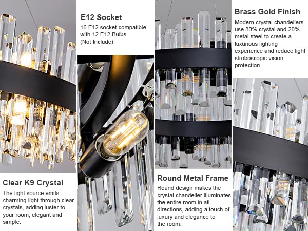 Chandelier for Dining Room, D39.4 Gold K9 Crystal Pendant Light, 20 - Light Round Over Table, Hanging Ceiling Light Fixture for Kitchen Island, Entryway, Foyer - Camilalamps - B0DMFF1692
